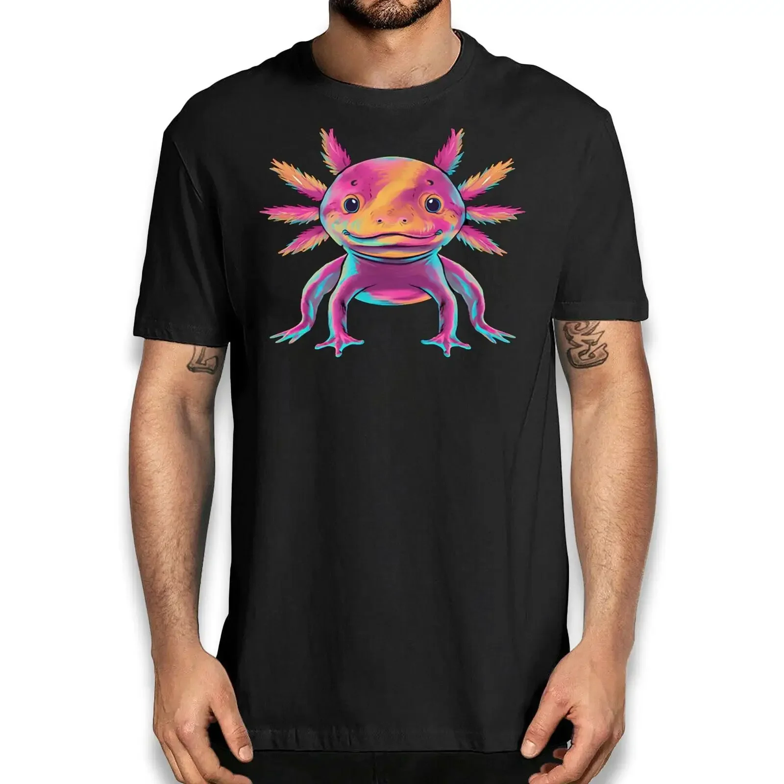 Axolotl Animal T shirt Lovers Novelty  vintage Washed Soft designer clothes Stretched fashion homme Top For Everyday Wear