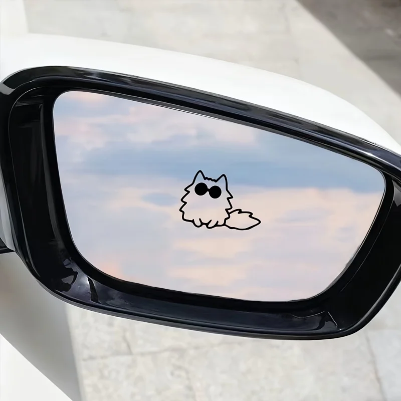 4pcs Cute Blindfold Cat Vinyl Stickers Minimal Cartoon Decals For Car Rearview Mirror Window Laptop Water Bottle