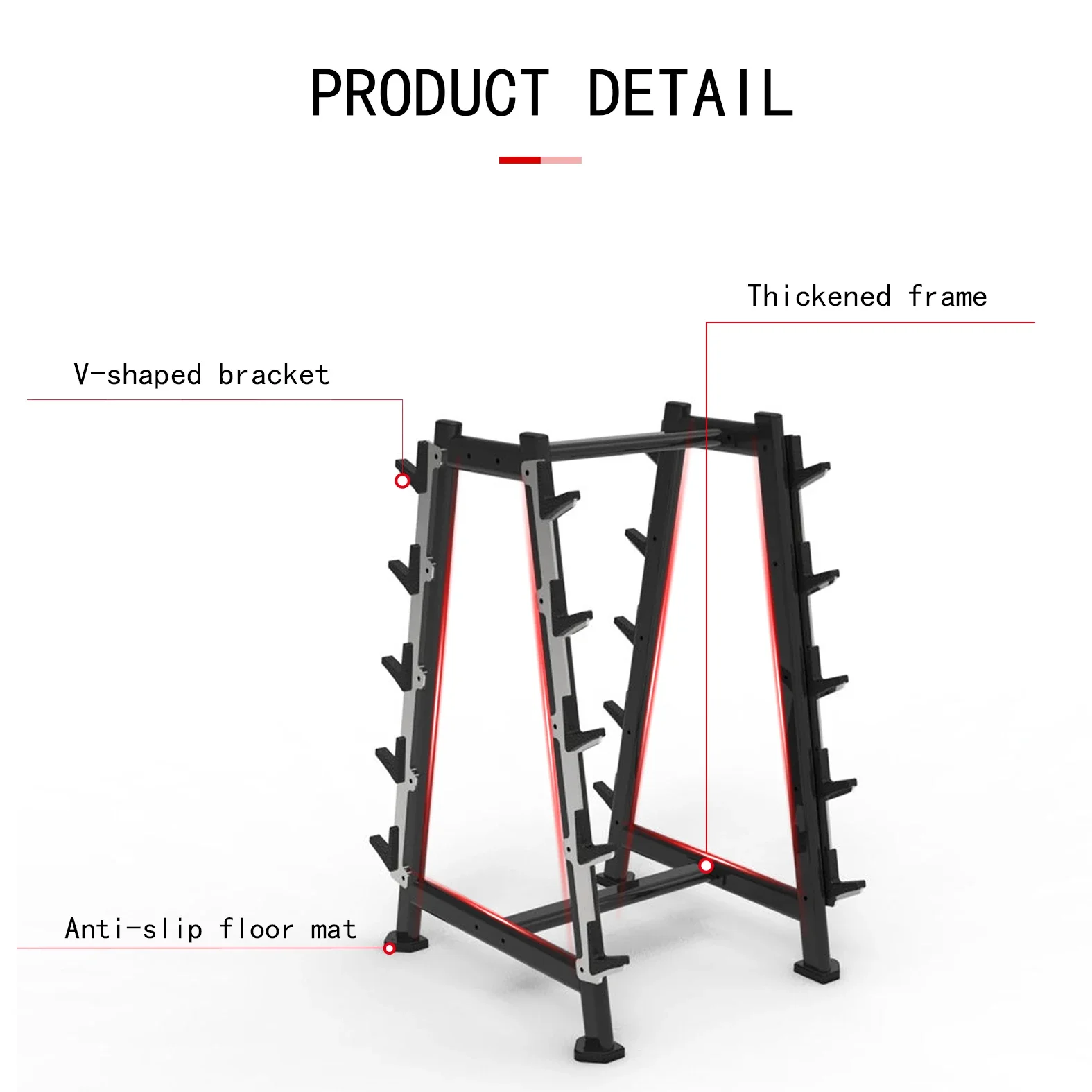 New Product Portable Gym Shelf For Home Use Commercial Barbell Rack With Dumbbell Accessories Metal Frame Plate Storage Part