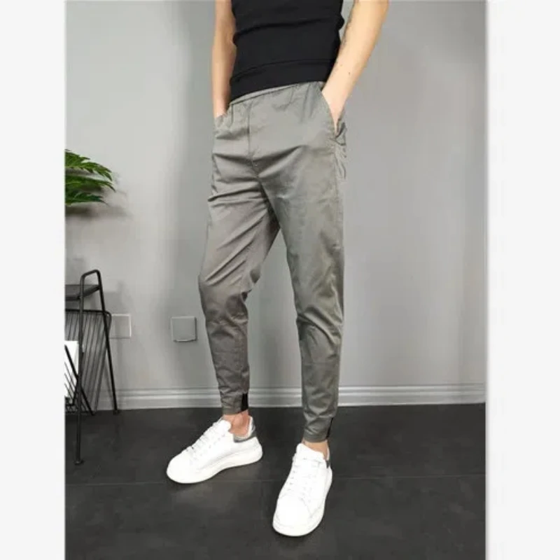 

Spring Autumn New Men's Casual Color Blocked Skinny Tight Legged Pants Slim Fit Elastic Small Leg Haren Pants Trendy Work Pants