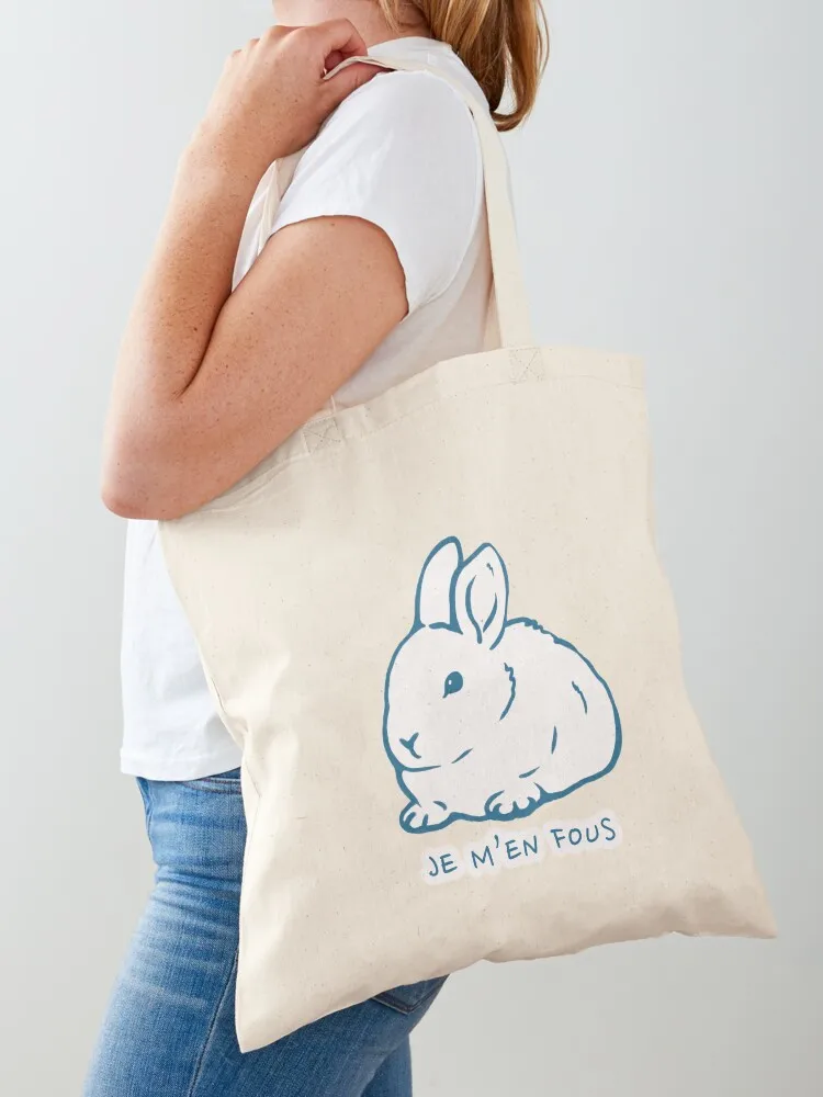 je m'en fous (I don't care) rabbit Tote Bag Cloth bags shopping trolley bag Canvas Custom bag