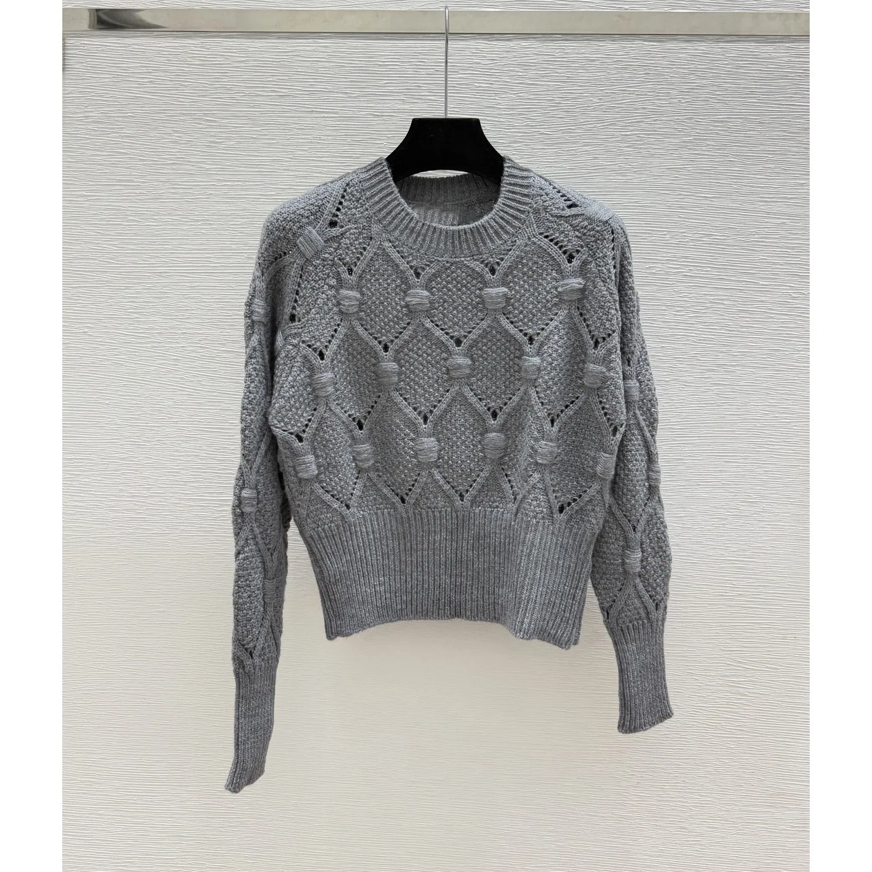 Women's 2026 Autumn Winter New Lace-up 100% Wool Round-neck Sweater Top