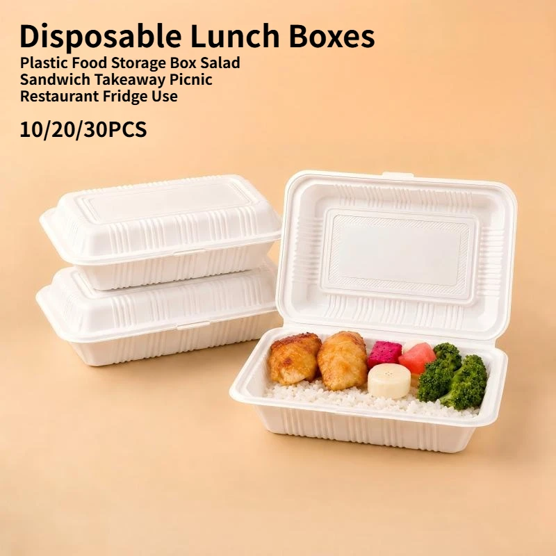10/20/30PCS Disposable Lunch Boxes Plastic Food Storage Box Salad Sandwich Takeaway Picnic Restaurant Fridge Use