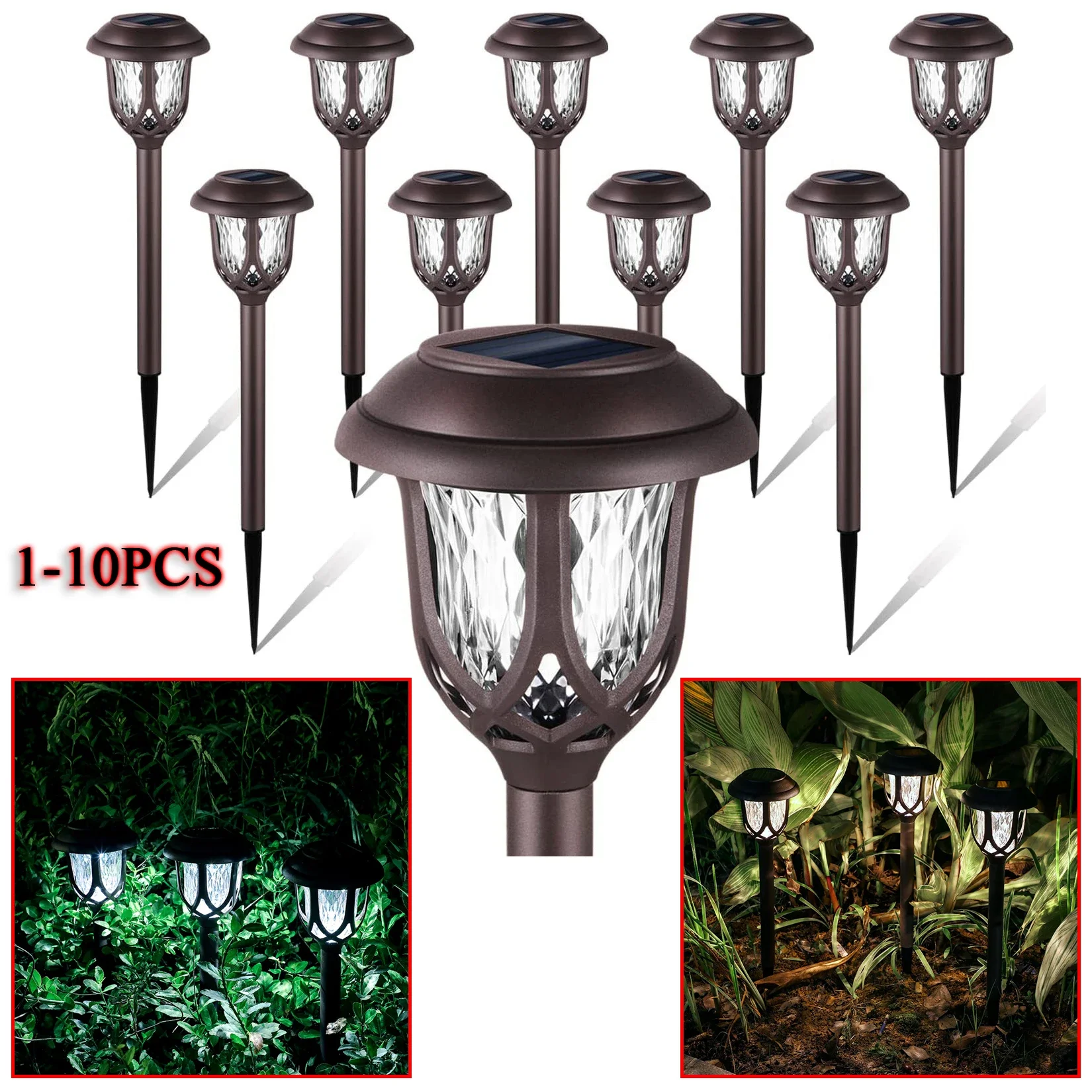 1/2/4/6/8/10pcs Outdoor Solar Lawn Lights, Garden LED Decorative Lights, Villa Floor Mounted Lights, Waterproof Night Lights