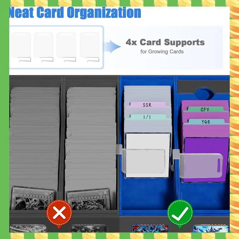 

AB53 Trading Card Storage Box With Window, 4-Row Deck Case With Removable Lid,Card Deck Box For Game Sports Card