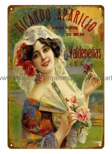 c1900 Gaspar Camps i Junyent Vinos finos, Valdepenas art nouveau metal tin sign sign