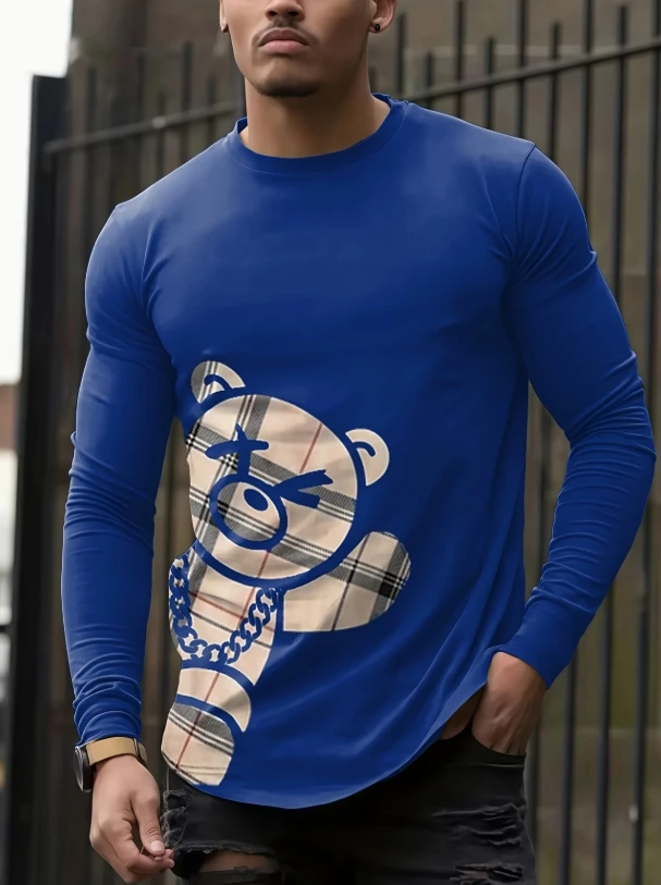 

Men's Stylish Mexican Digital Print Long-Sleeve T-Shirt - Soft,Casual Comfort for Casual Attire