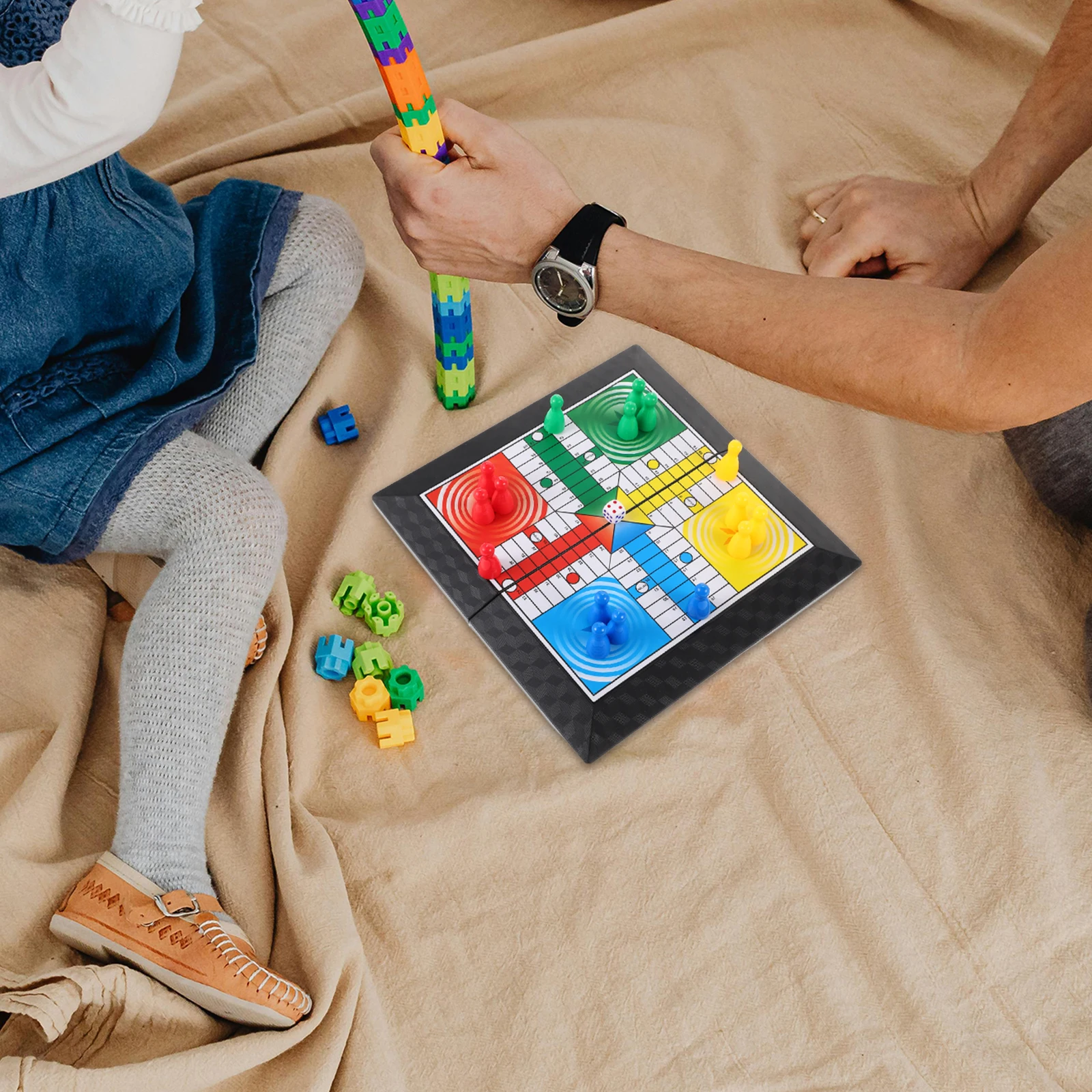 

1pc Chess Set Travel For Adults Picnic Camping Flying Chess Board Family Fun Outdoor Board Checker Playset