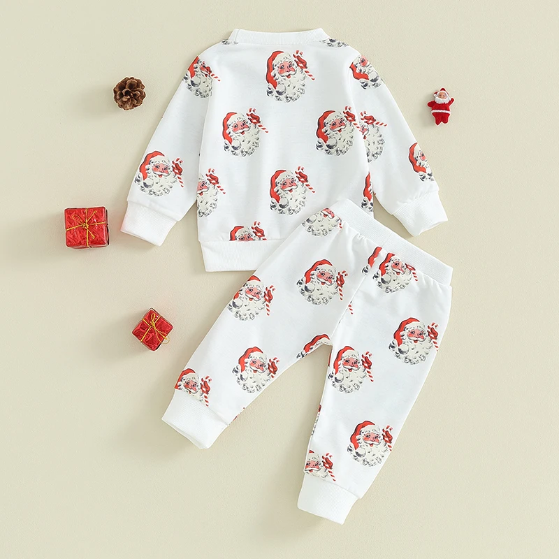 

Infant Baby 2Pcs Winter Clothes Set Reindeer Print Long Sleeve Round Neck Pullover Tops Trousers Holiday Apparel for Fall Season