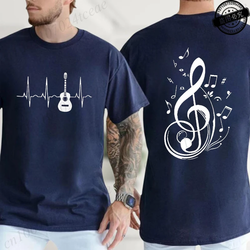 Herren-Mode-T-Shirt, Sommer, Streetwear, Rundhalsausschnitt, lässig, Camisetas-T-Shirt, Musiknoten-Design, T-Shirts für Damen und Herren, kurzärmelig