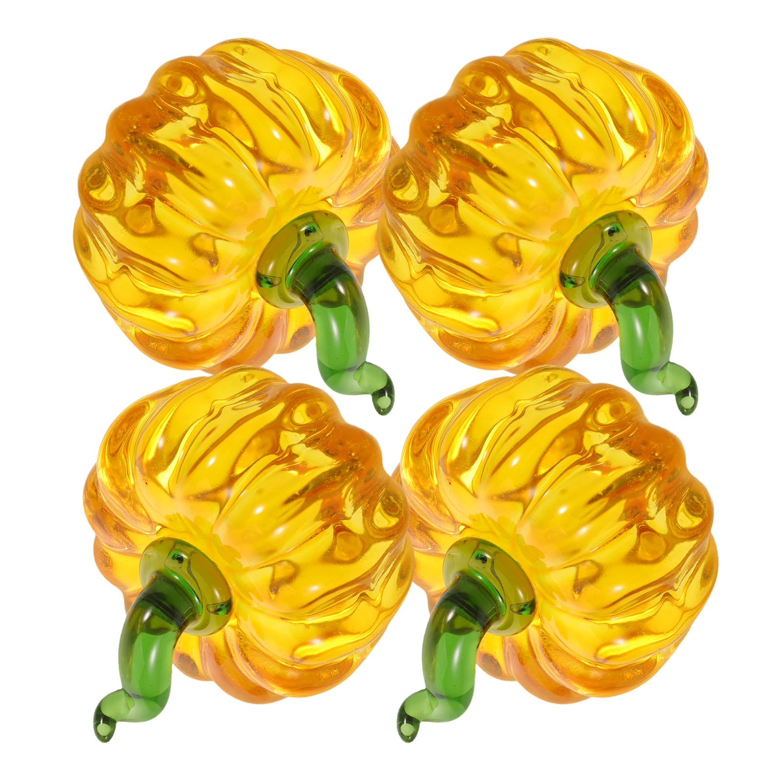 

4Pcs Small Crystal Pumpkin Decor - Shiny Simulation Pumpkins for Crafts Table Centerpiece Halloween Thanksgiving Festive