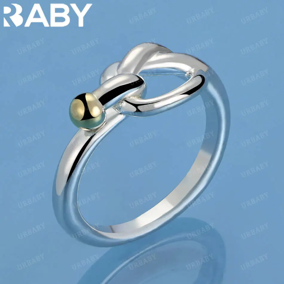 

URBABY 925 Sterling Silver Size 7-10 Kink Ring For Women Men Fashion Jewelry Charm Grace Wedding Engagement Accessories