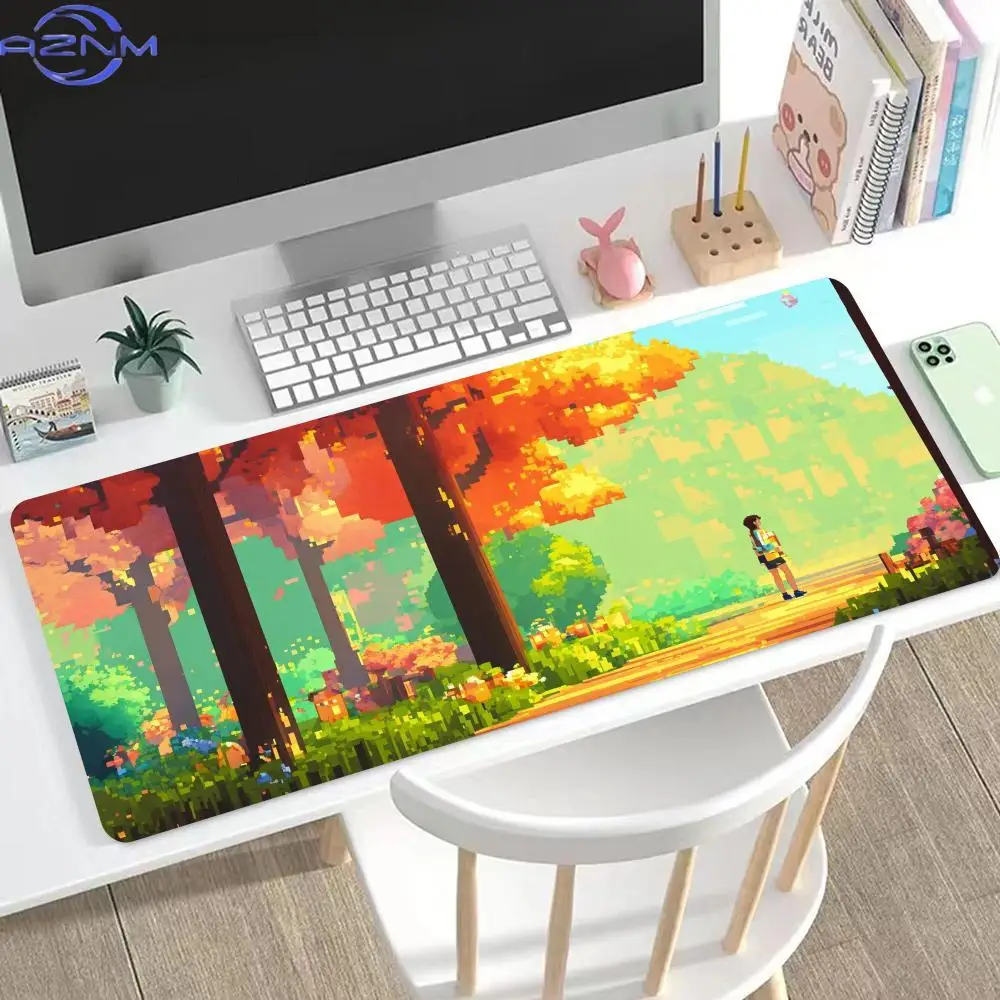 Mouse Pad Estilo Pixel com Cenário ao Ar Livre, Mousepad Fofo , Mousepad Grande para Jogos  XXL