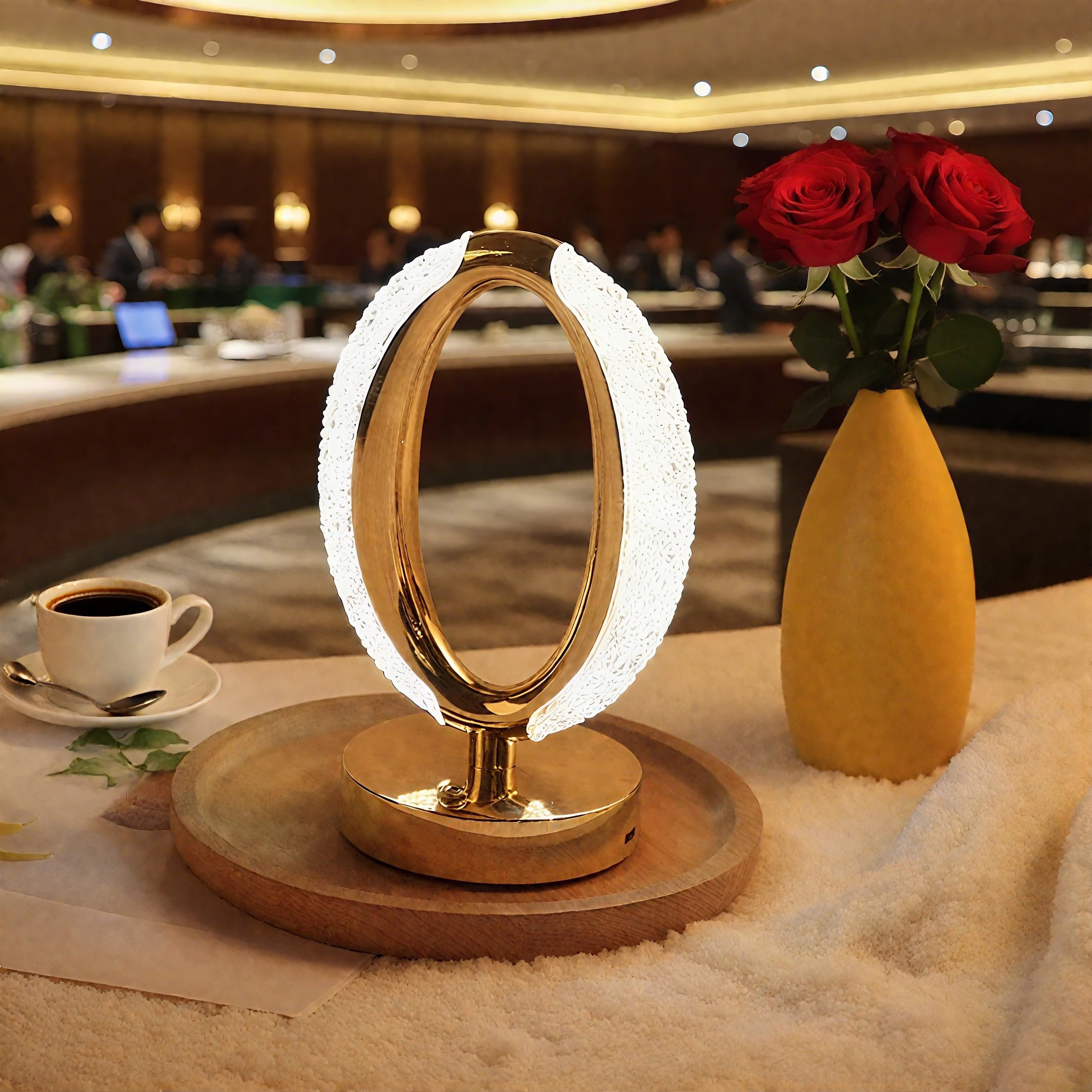 La lámpara de mesa decorativa LED de lujo con luz de cristal brillante, una luz nocturna portátil moderna y creativa, crea una casa cálida