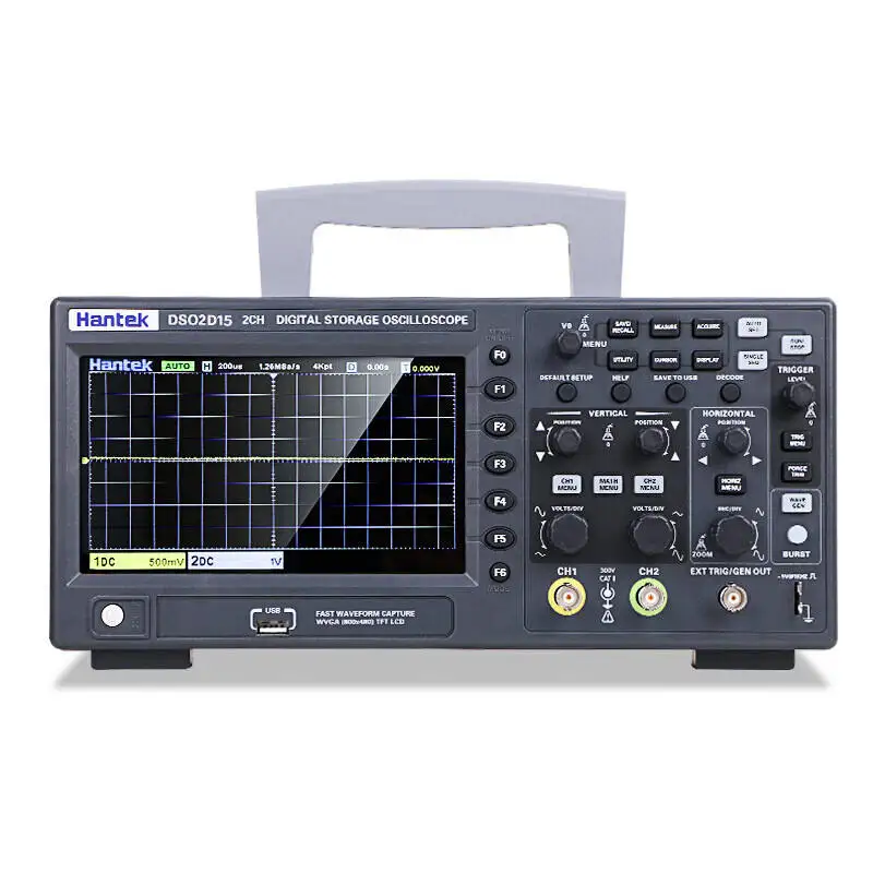 Hantek Bandwidth 150MHz Dual Channel Oscilloscope with Built-in 1CH Source, 1GSa/s Sampling Rate, DSO2D15 Oscilloscope