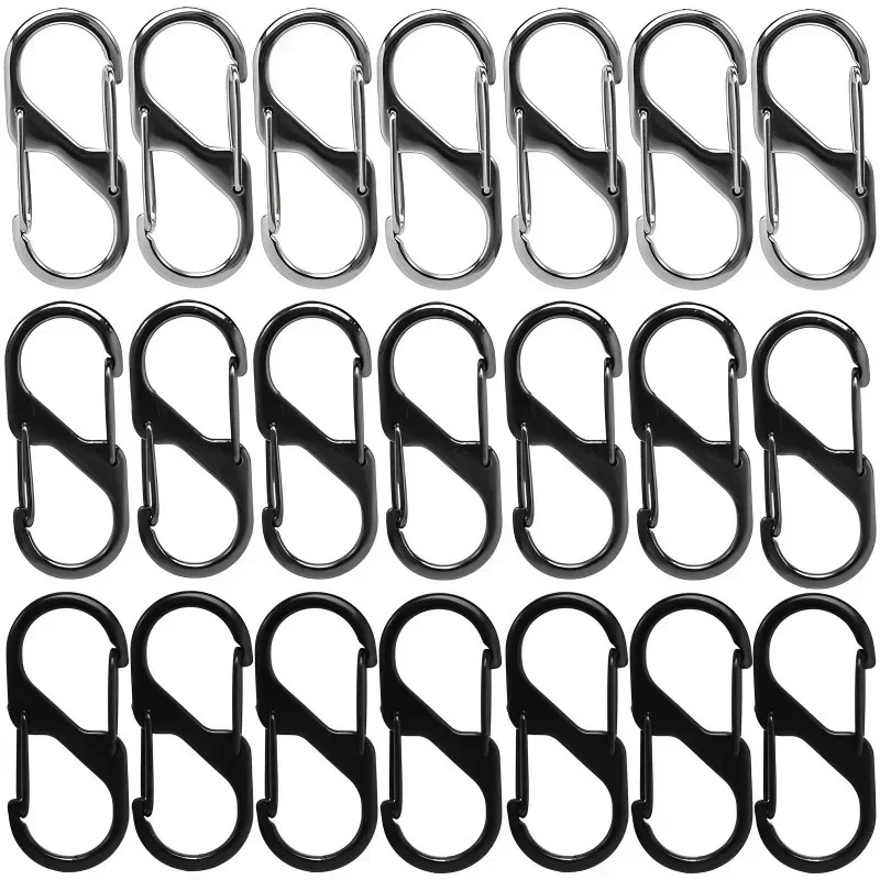 5Pcs S Type Zinc Alloy Carabiner with Lock Mini Keychain Hook Anti-Theft Outdoor Camping Backpack Buckle Key-Lock Accessories