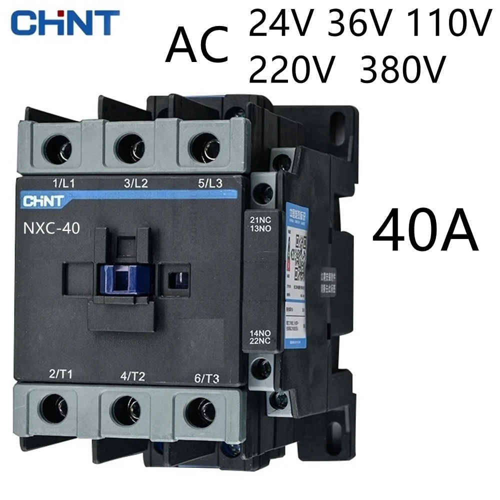 CHINT NXC-40 Contactor 40A AC 24V 36V 48V 110V 127V 220V 380V 415V CJX2 Updated Version AC Coil