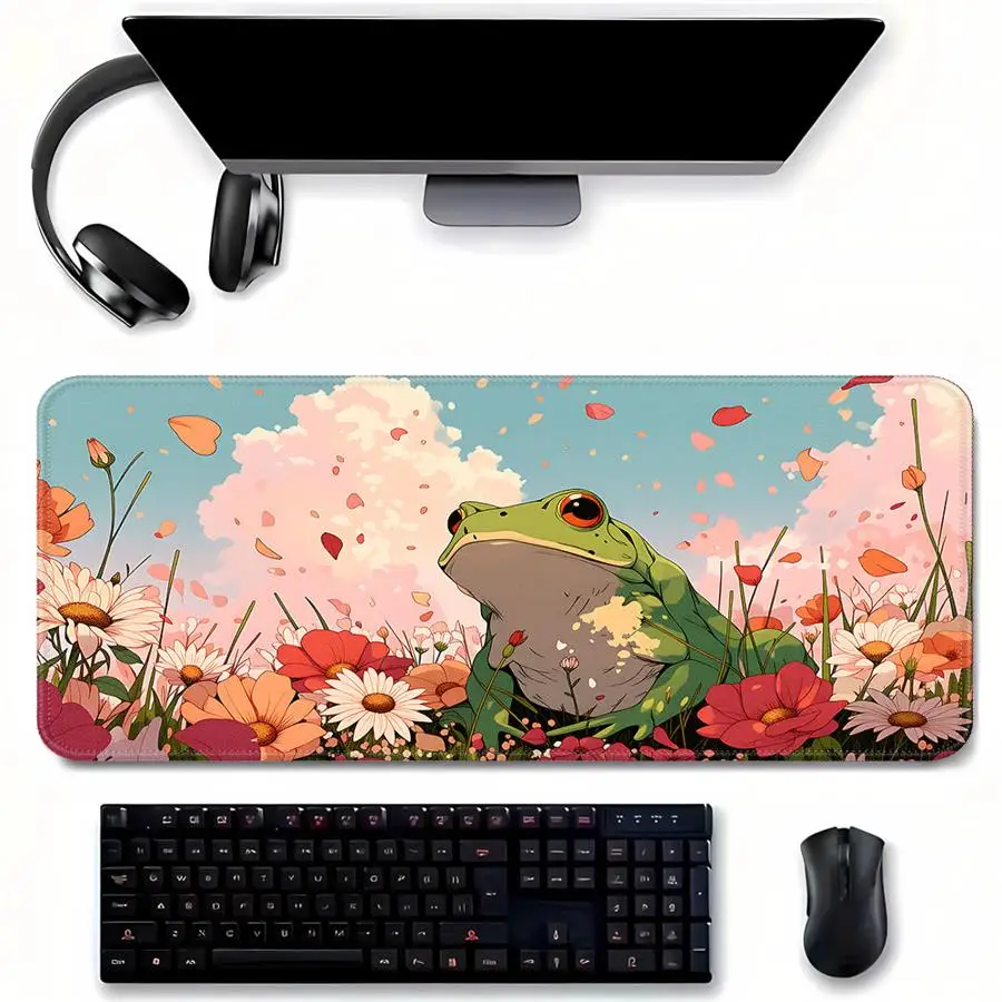 

Mouse Pad Desk accessories Game Console Pad office Pad Computer Laptop Pad Keyboard Mouse Pad rubber Frog In Flower Garden Art