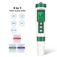 5 in 1 Water Quality Tester Monitor PH EC TDS Temperature ORP Meter for Pools Drinking Water Aquariums Digital Quality Detector