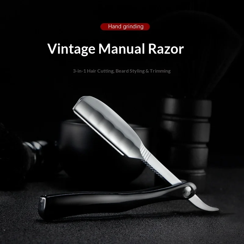 Japanese Manual Folding Hair Razor Holder Stainless Steel Shaving Eyebrow Knife for Feather Blade Hairdressing Tool