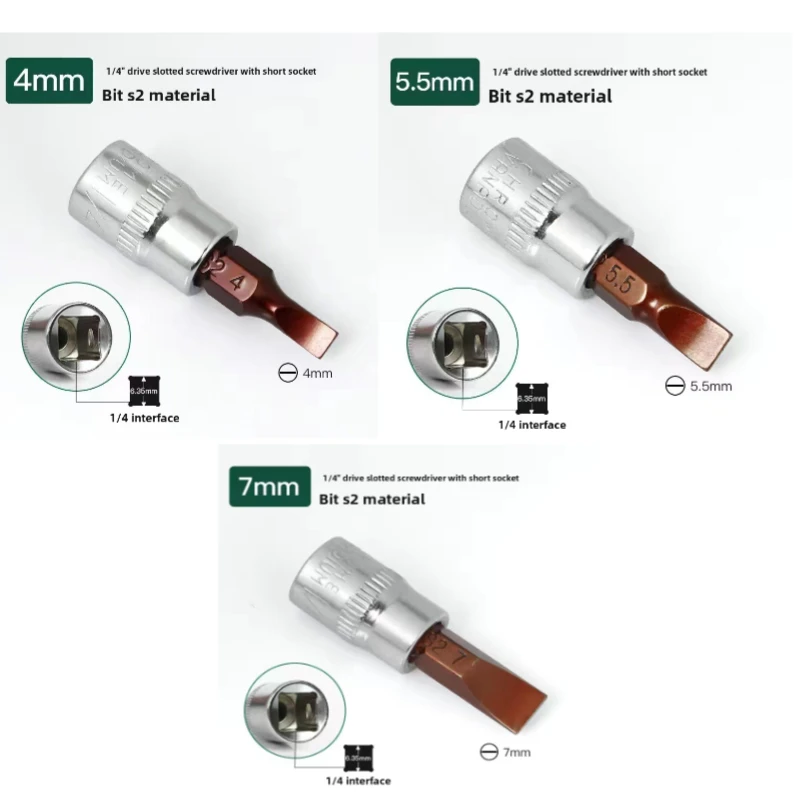 1/4 Zoll Schraubendreher-Bit-Steckschlüsselsatz, Sechskant-Schraubendreher-Bits H2-H10, Schraubendreher-Zubehör für Drehmomentschlüssel, Ratschenschlüssel – Detail 5