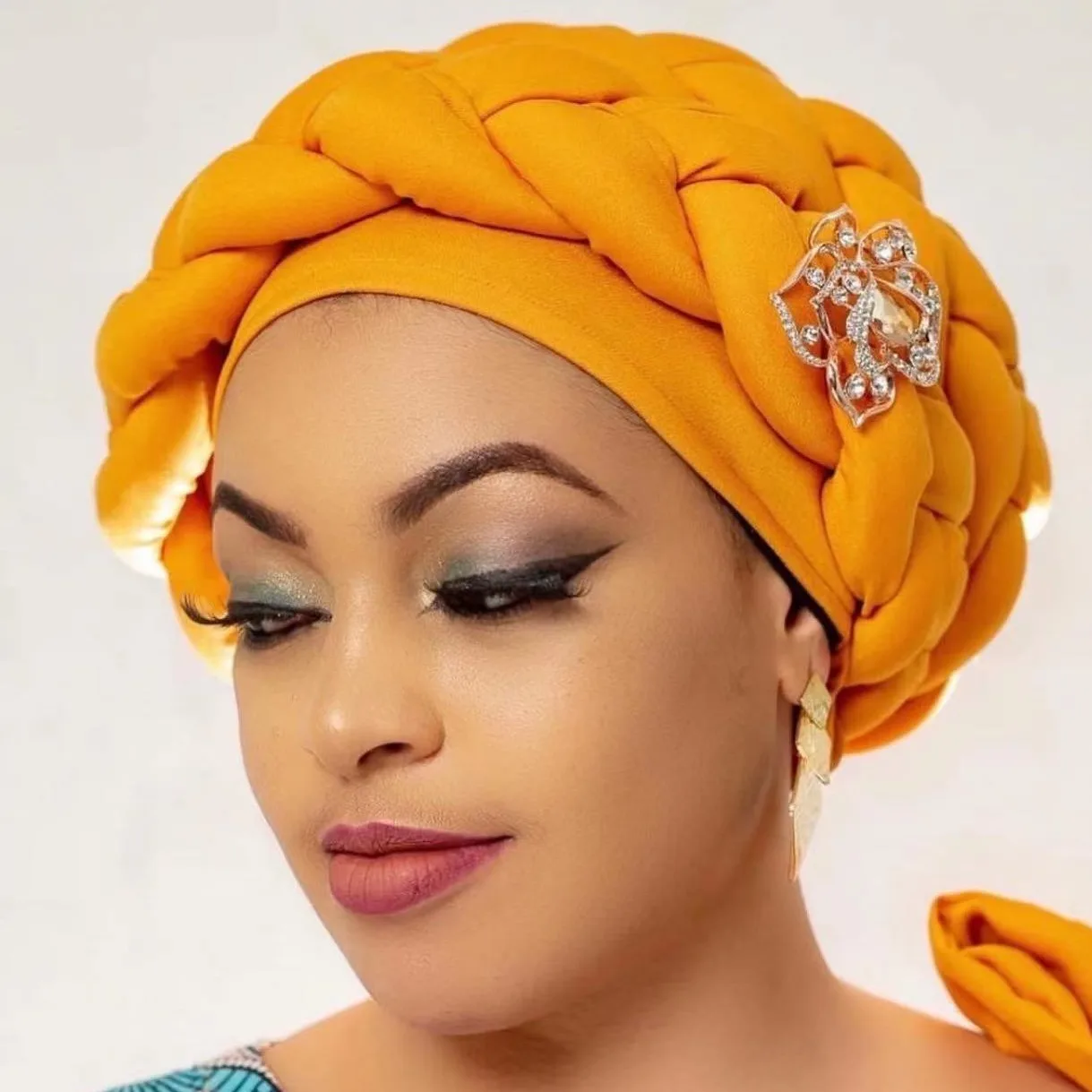 Envoltório Árabe Lenço Muçulmano Hijabs para Mulheres, Turbante Africano, Enfeites Headtie, Chapéu Trançado, Gorro Plissado, Acessórios para Cabelo