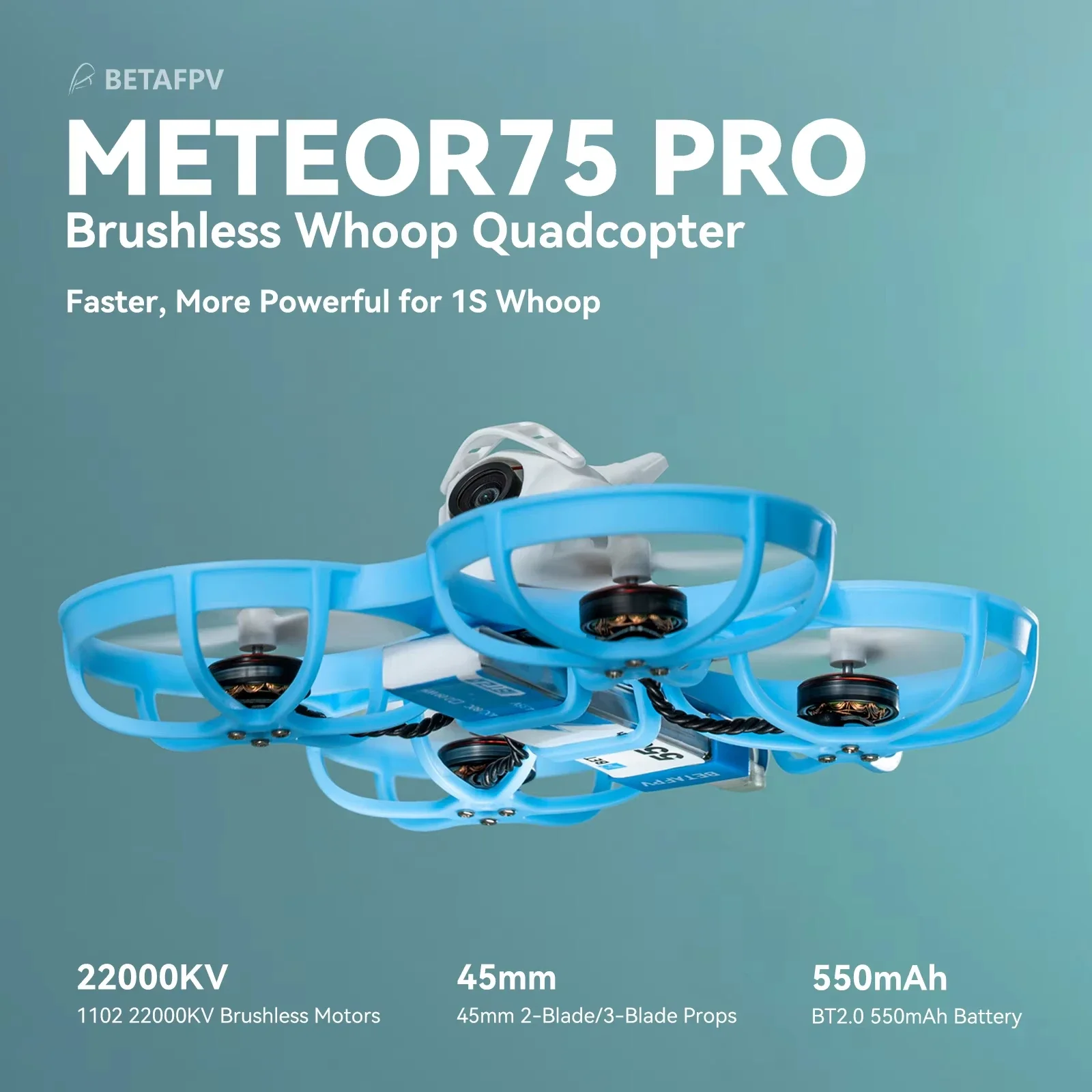 BETAFPV Meteor75 Pro | Matrix ELRS 2.4G Brushless Whoop Quadcopter con BT2.0 550mAh 1S Batteria 1102 22000KV Motore Matrix 1S FC