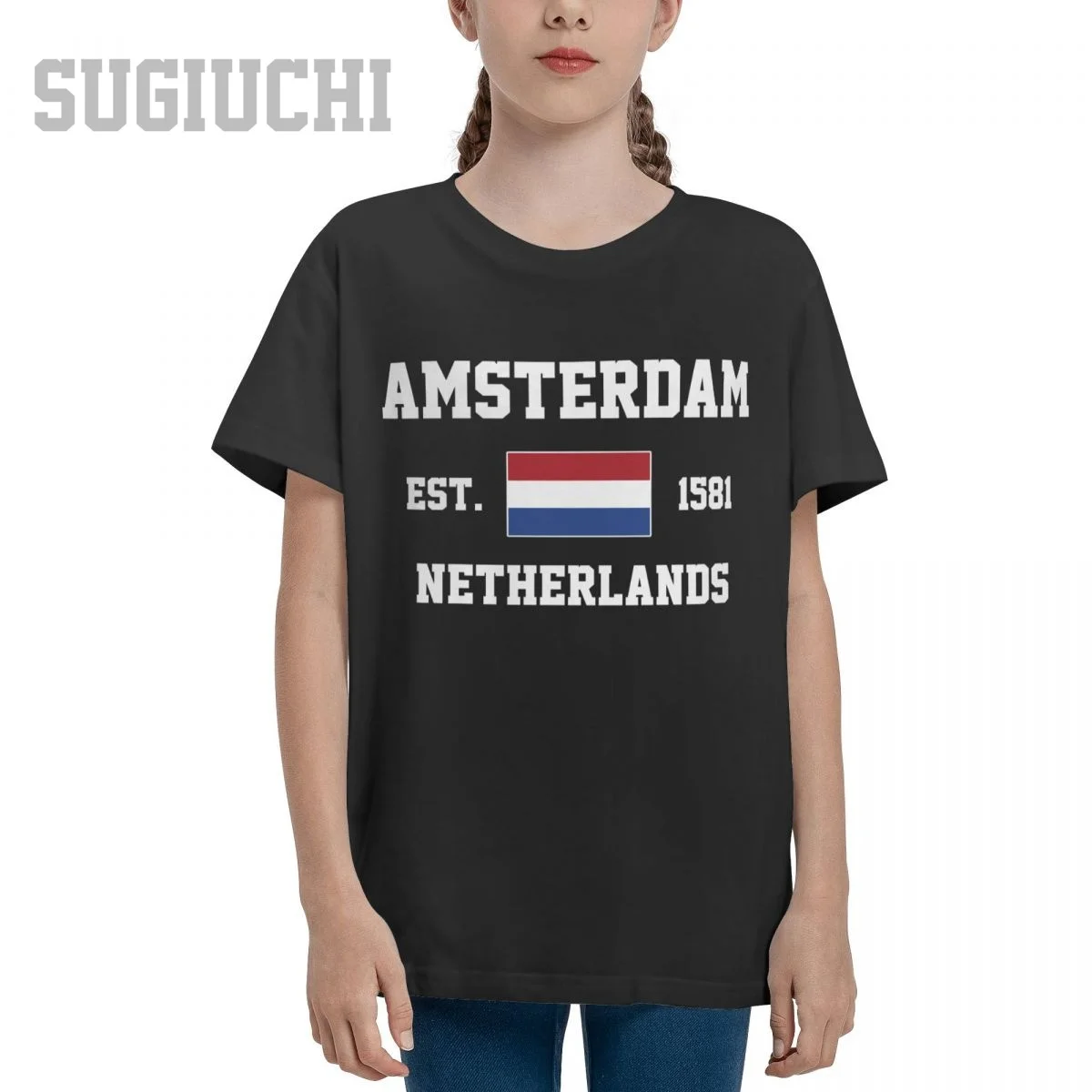 Unisex Youth Boy/Girl Netherlands EST.1581 Amsterdam Capital T-shirt Kids tshirt tee 100% Cotton T Shirt o-neck short Children