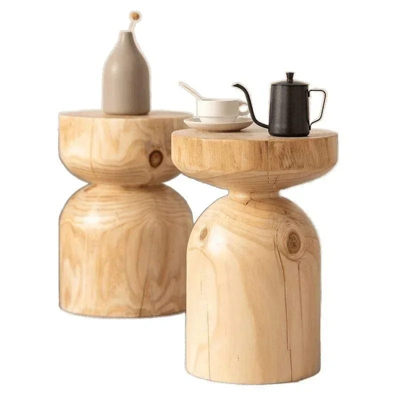 Solid wood pier simple bench log pier Nordic round ornament decoration root carving B & B round stool stump edge few
