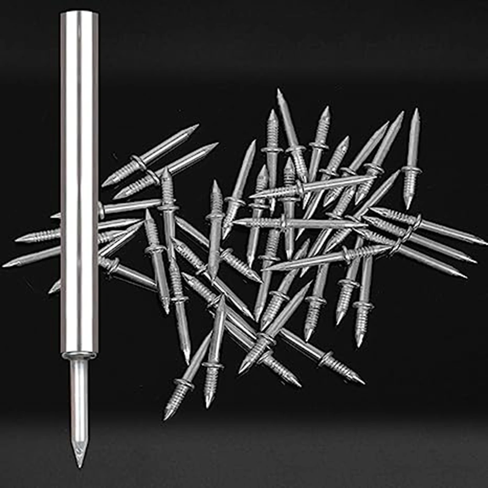 

50/100pcs Double-Head Skirting Thread Seamless Nail With 1 Tool Metal Rust-Proof Nails Wood No Trace Fixator Screws Set