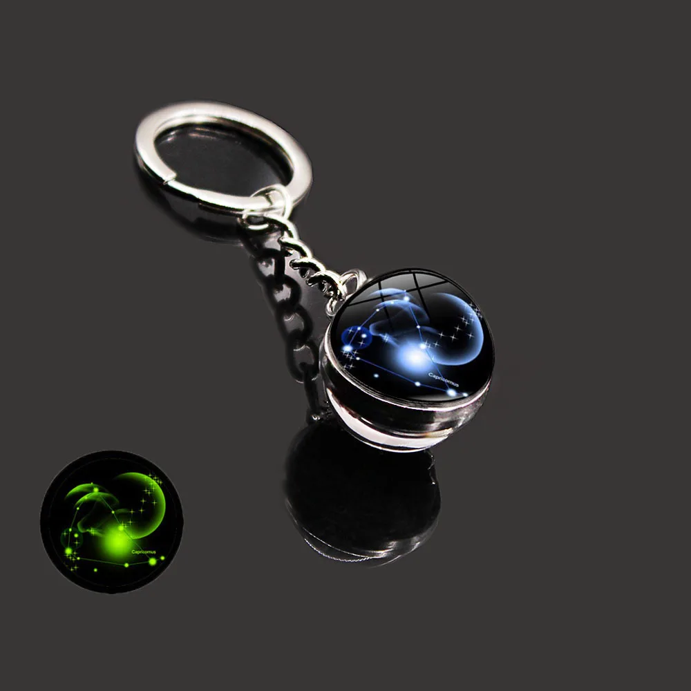 New Accessories Luminous Twelve Constellations Key Ring Time Gem Key Chain Fashion Bag Pendant Key Chain Accessories DIY Gift