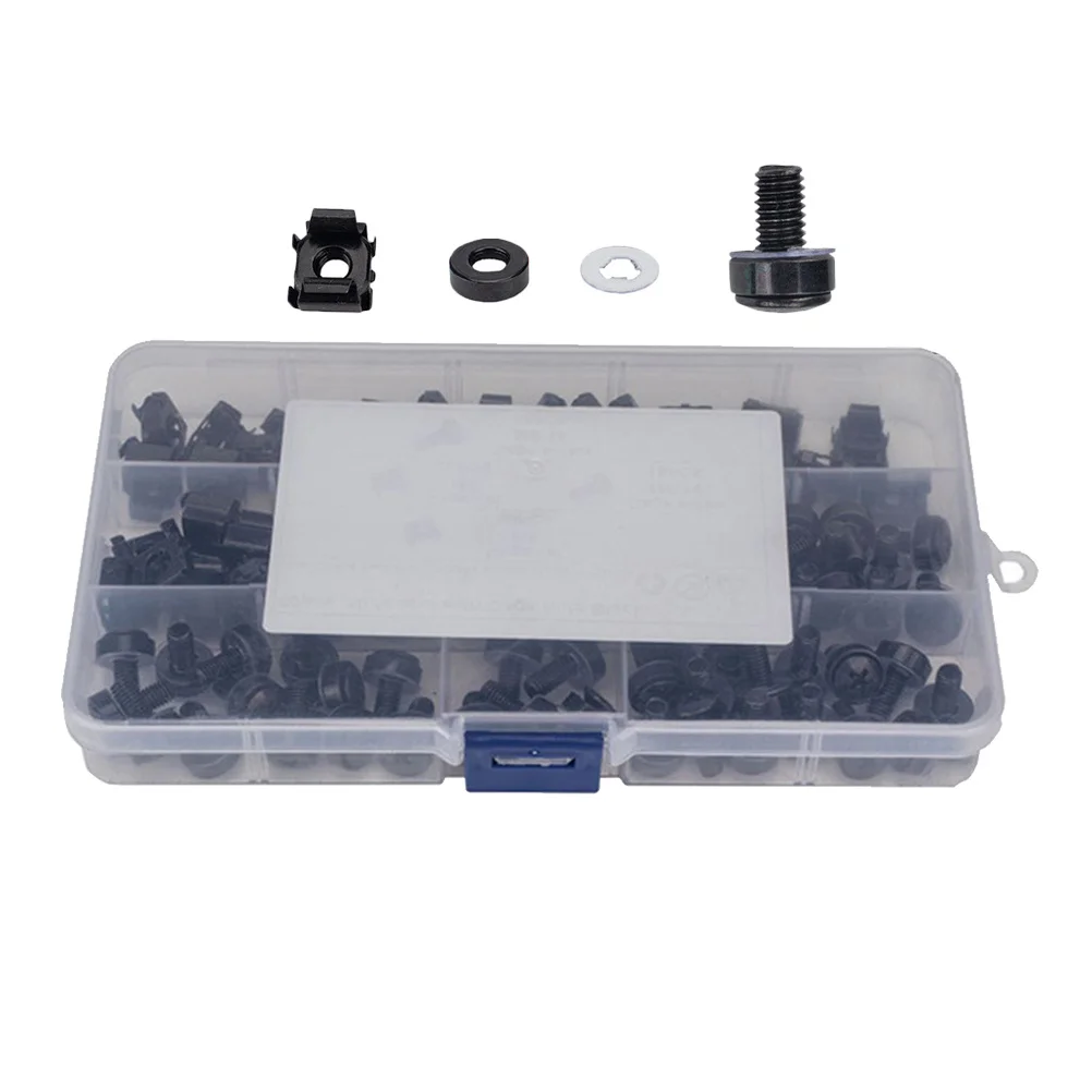 

1 Set M6 Cage Nuts Screws Washers For Server Rack Mount Black Nickel Plated Carbon Steel Square Insert Nuts Cabinet Chassis