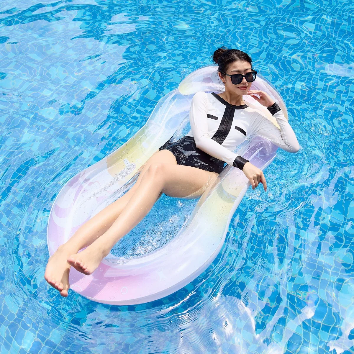 Rooxin Aufblasbare Schwimmt Bett Schwimmen Ring Rohr Wasser Freizeit Bett Schwimmen Luft Matratzen Schwimmen Pool Schlafen Bett Strand Liege Stuhl