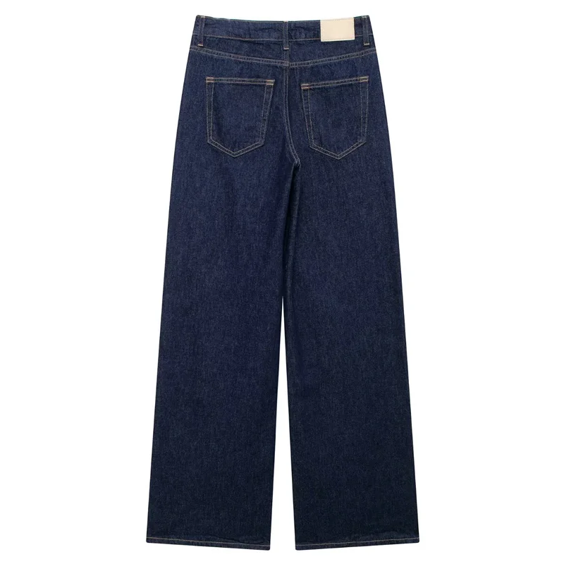 TRAF Women 2024 Jeans Spodnie damskie Spodnie z wysokim stanem Kobieta Jesień Nowe produkty Szerokie nogawki Spodnie jeansowe z wysokim stanem