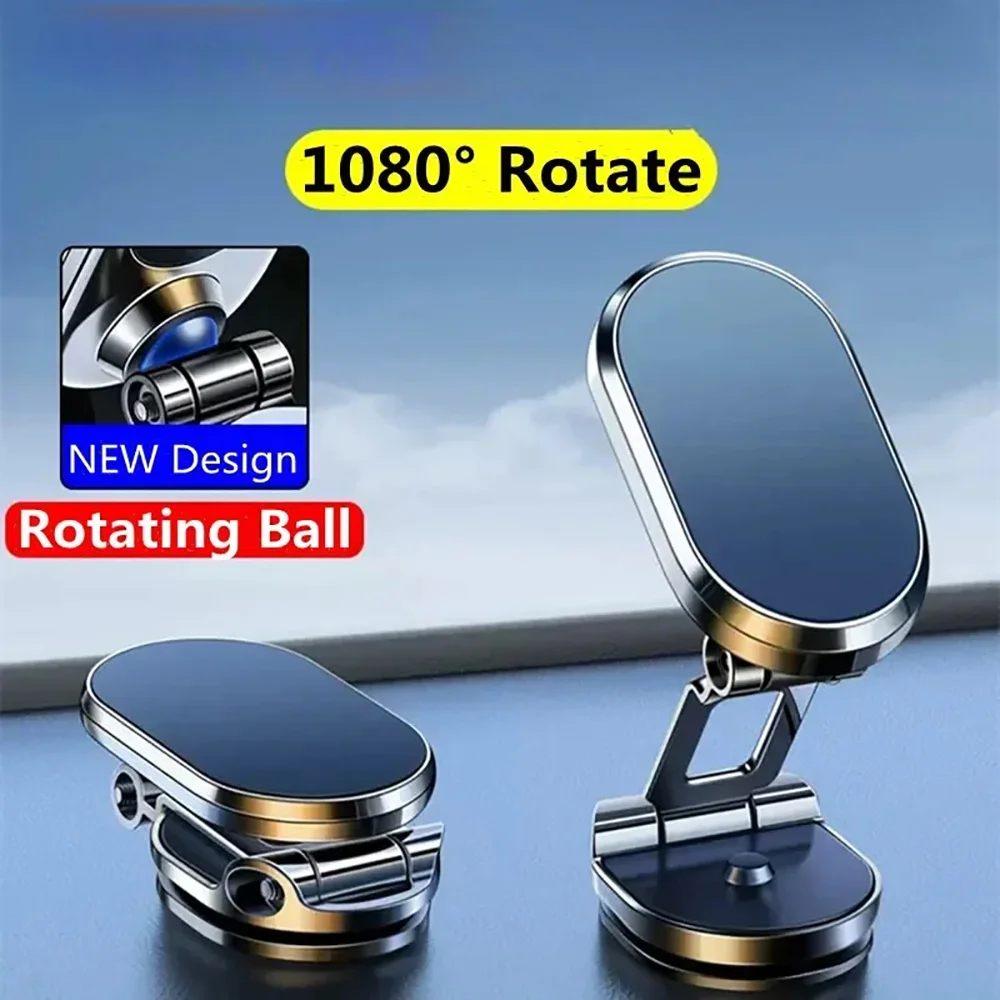 Magnetic Car Phone Holder Foldable Magnet Mount Mobile Cellphone Stand GPS Support for iPhone 17 16 Xiaomi Huawei Samsung Redmi