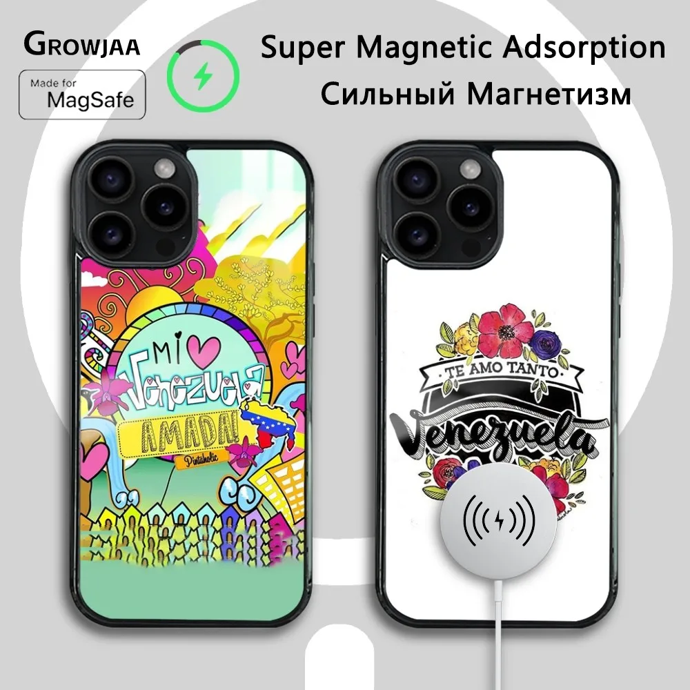 

V-VenezuelaS Phone Case For iPhone 16 15 14 13 12 11 Pro Max Plus Mini Magsafe Mirror Wireless Magnetic Cover