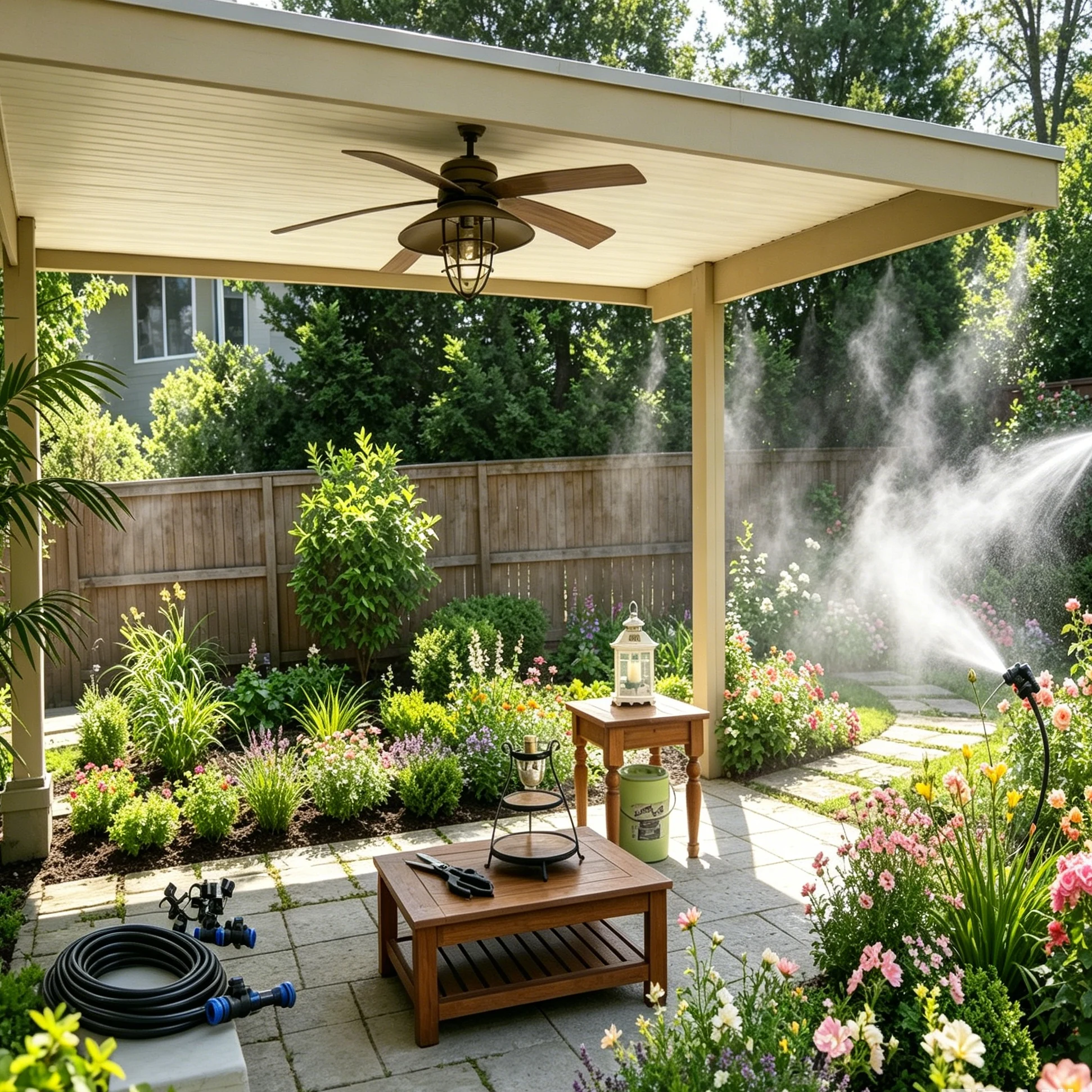 DIY Outdoor Misting Cooling System Kit Flexible Line Brass Mist Nozzles Garden Patio Greenhouse Plant Irrigation Water Sprayer