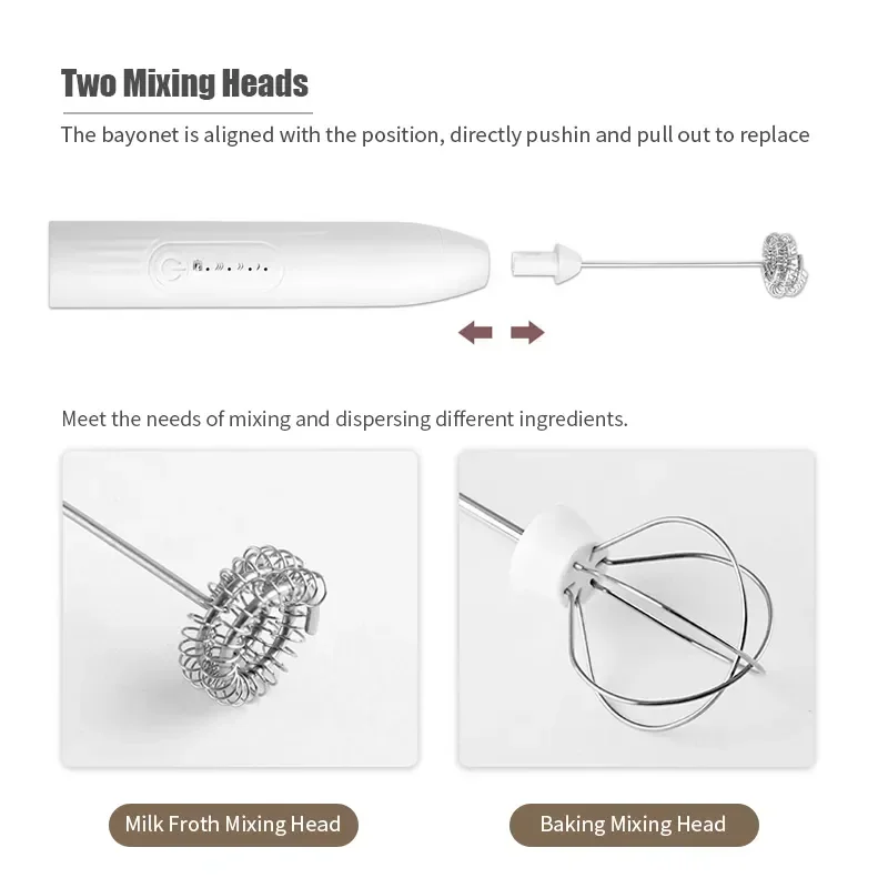 Portable Electric Milk Frother USB Egg Beater Hand Coffee Whisk Rechargeable Foam Mixer Home Kitchen Milk Frother Foaming view 4