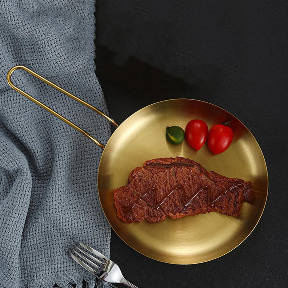 

Stainless Steel Steak Plate Kitchen Food Serving Tray Smooth Edge Portable Handle for Birthday Party Buffet Wedding