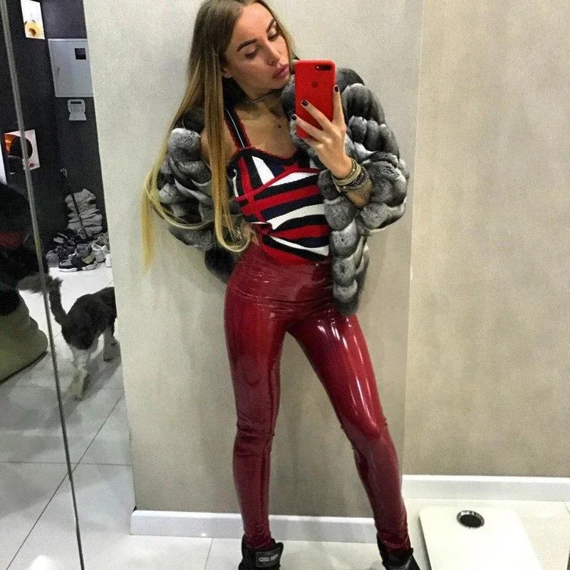 Pu Leather Red Leggings High Waist Women Sexy Elastic Skinny Push Up Leggings Plus Size Stretch Leggings Women Gym Sport Wear