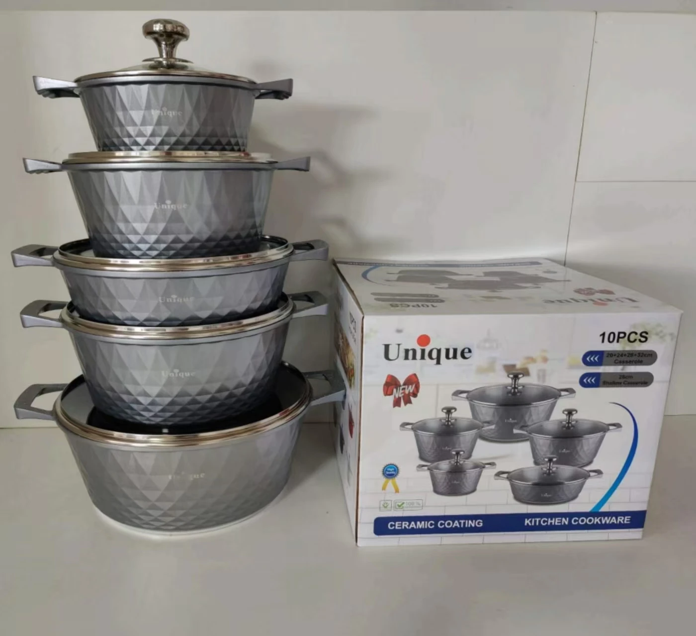 Classic 10-PCS Concave Drill Non-Stick Pan Soup Pot Set Die-Cast U & B Standard Maifan Stone Metal Construction
