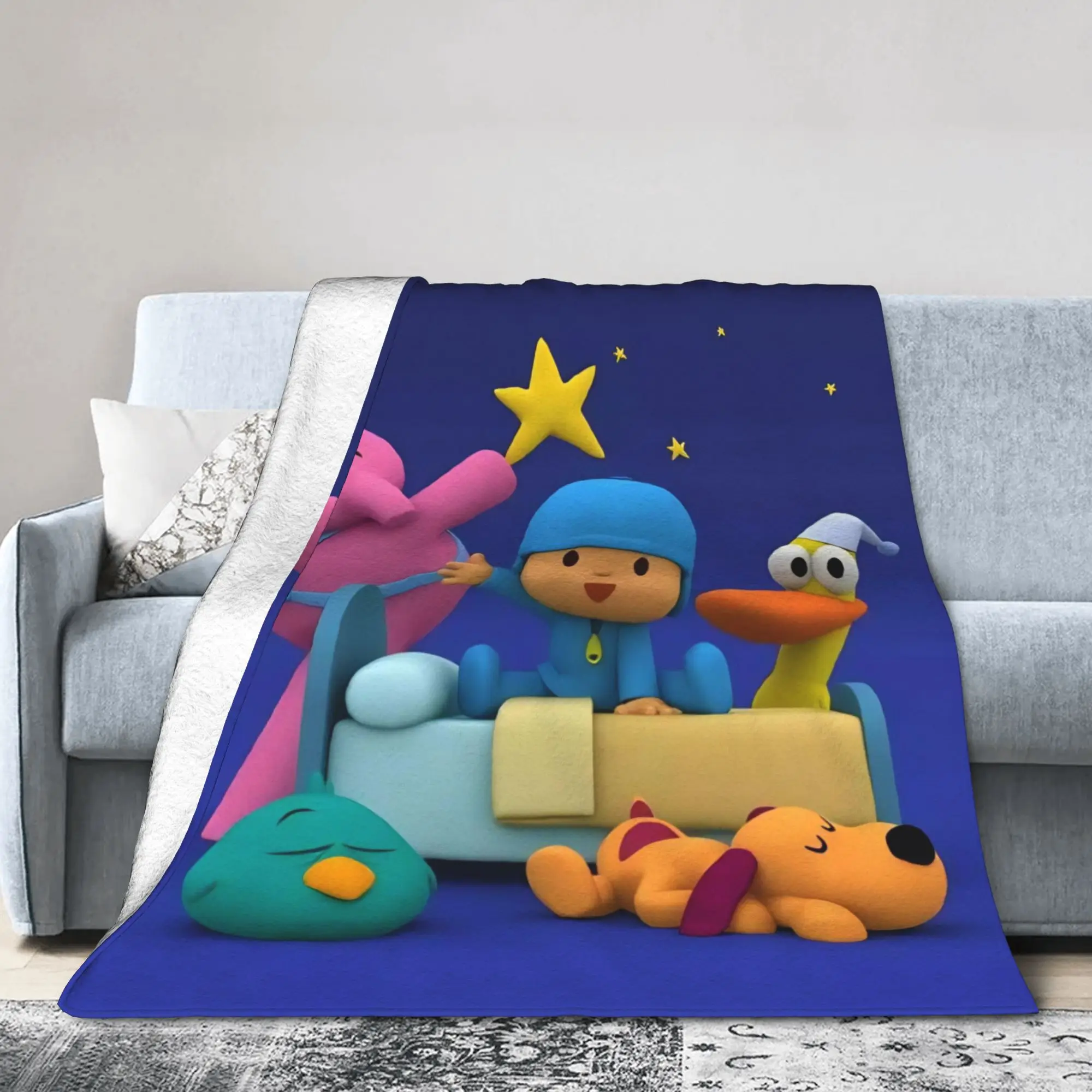 P-POCOYO Elly  Plush Blanket Child  Flannel Throw Blanket For Couch Chair Sofa Bed Warm Soft Custom DIY Quality Bedspread