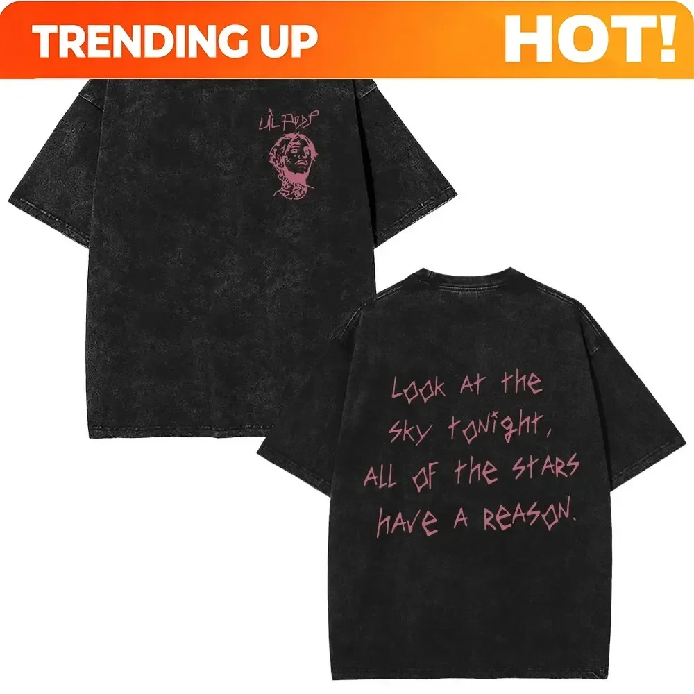 Customization Shirt Washed Vintage Rapper Lil Peep Double Sided Print T-shirts Men Women Fashion Hip Hop Oversized Short Sleeve