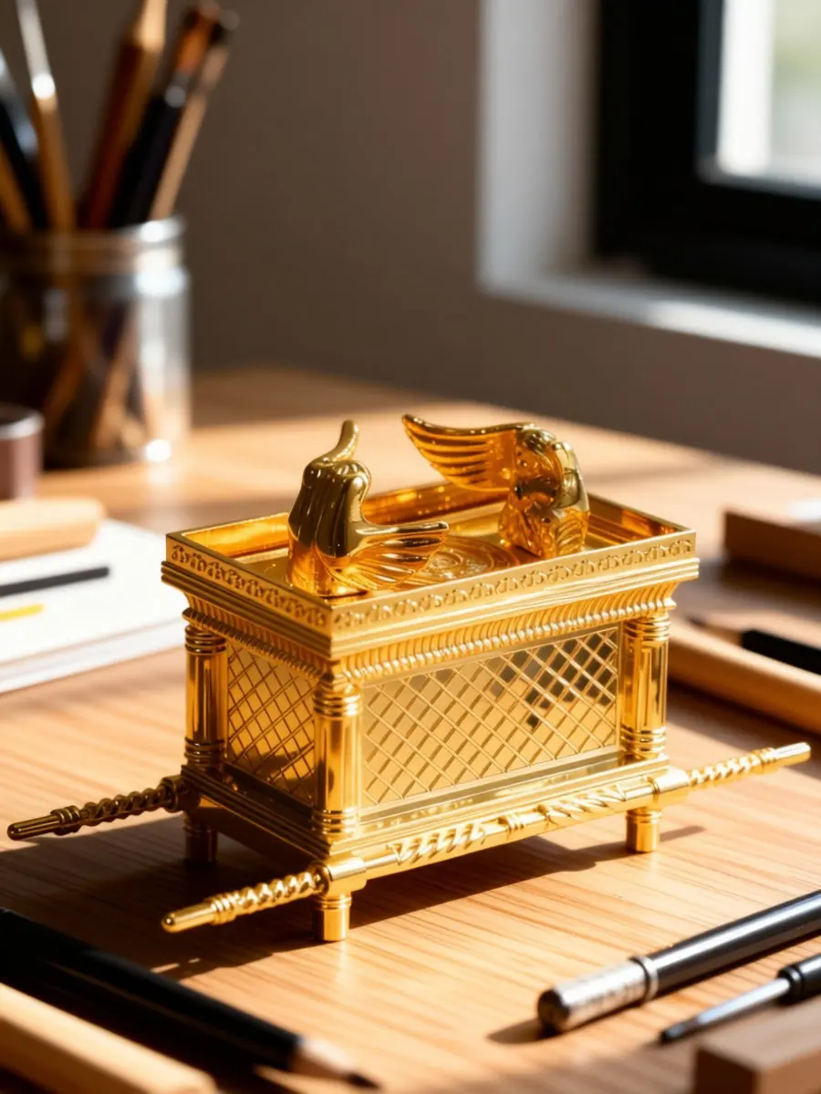 Ark of The Covenant Desktop Ornament Zinc Alloy Metal Craft Vintage Religious Decor Artistic Nature Sanctuary