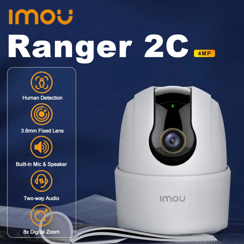 IMOU-Caméra Wifi Ranger 2C 4MP, permission de la Conversation Bidirectionnelle, Sécurité, Portée de Couverture à 360 °, Vision Nocturne, Caméra de Suivi Intelligente