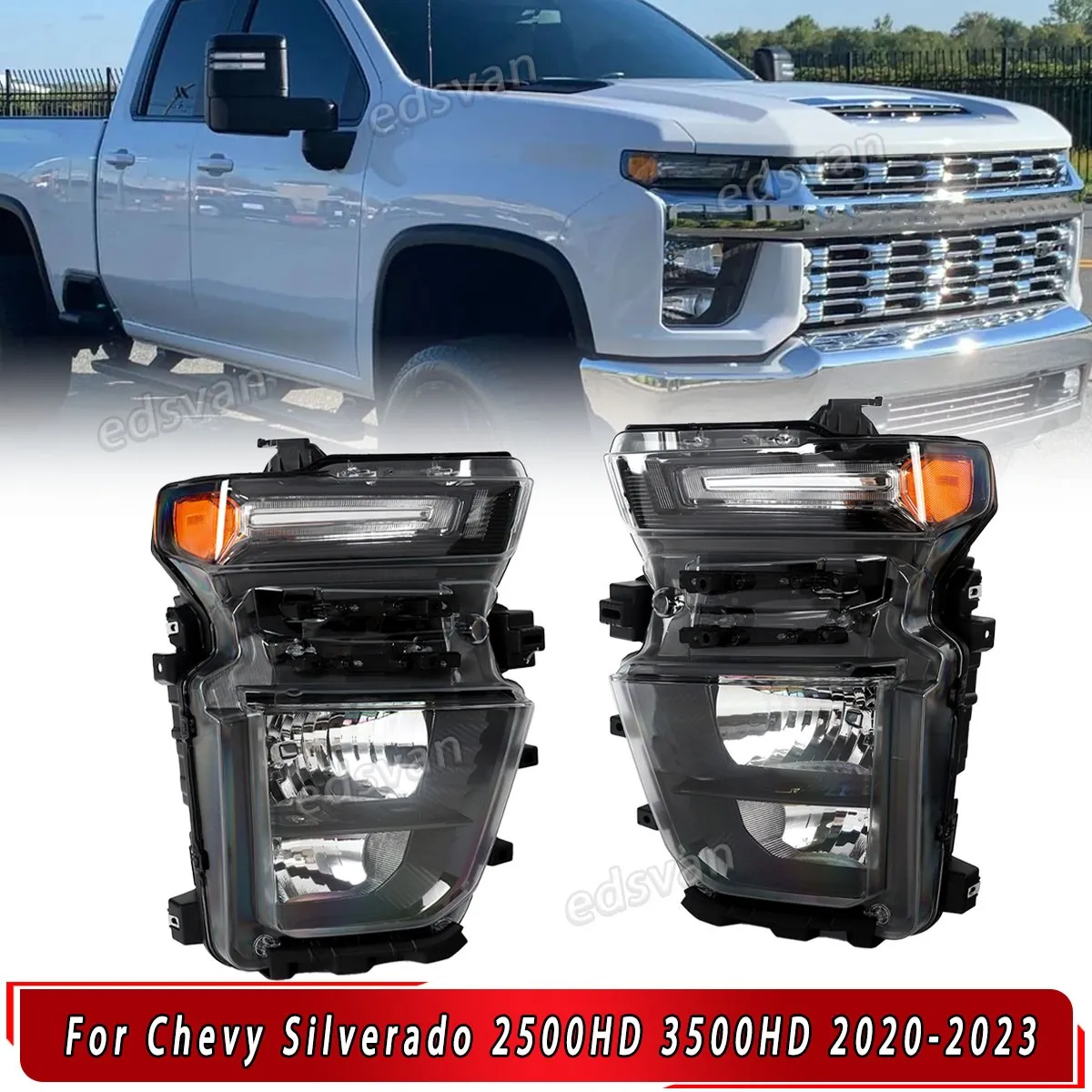 

FRONT HEADLIGHT For Chevrolet Silverado 2500HD 3500HD LT WT 2020 2021 2022 2023 Halogen Headlight Left Right Side Driving Lights