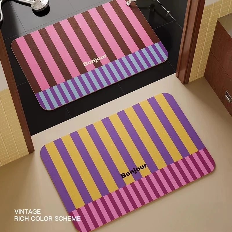 Großzügiger extravaganter Kieselalgenschlamm, Badezimmer, Toilette, wasserabsorbierende, rutschfeste Bodenmatte, rutschfester, schnell trocknender, wasserdichter Teppich