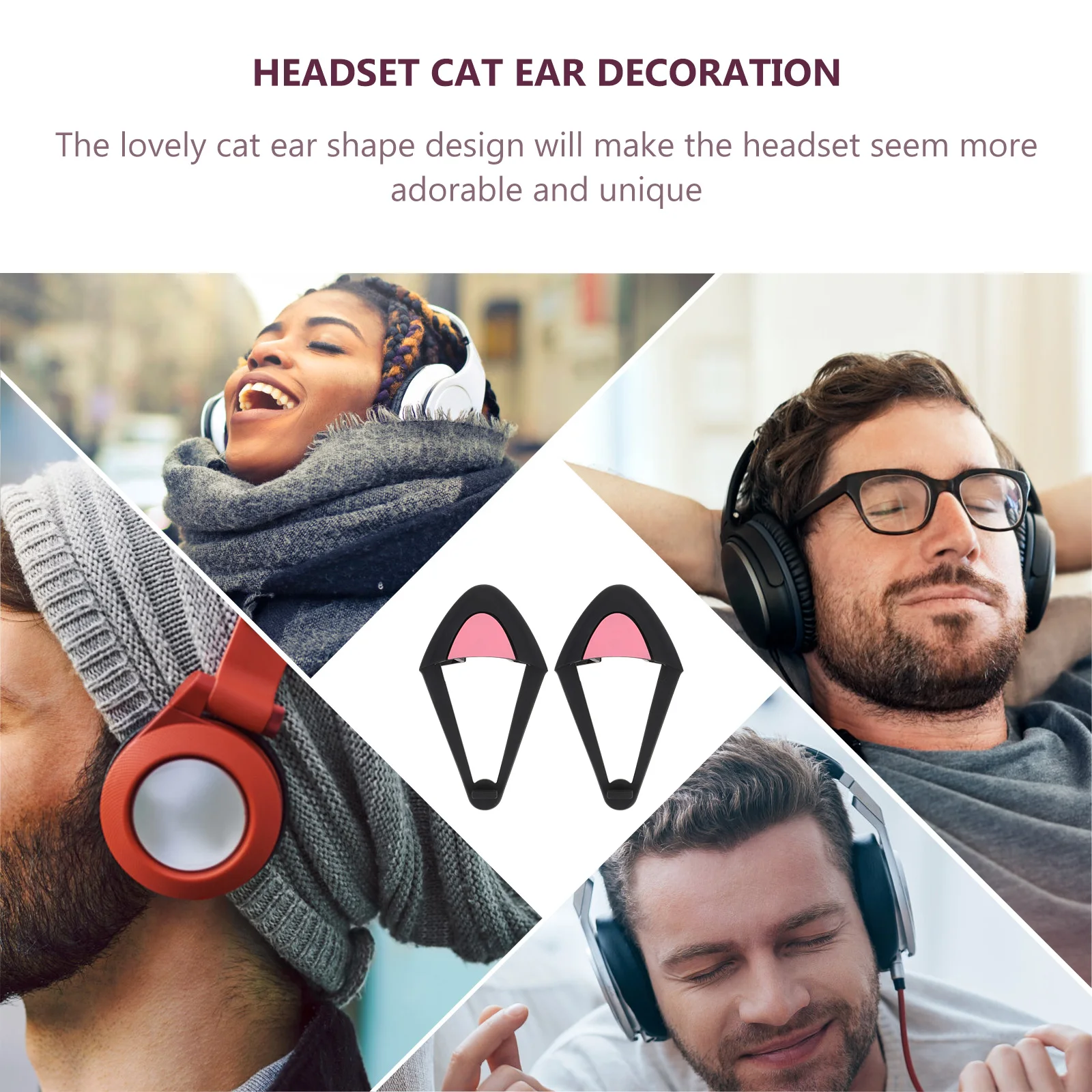 

1Pair Lovely Cat Ear Silicone Headset Decorations Flexible Cute Cartoon Headphone Adornments Adorable Accessories