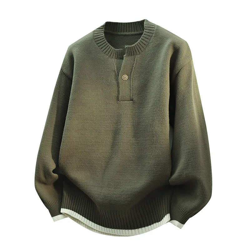 جديد ربيع الرجال بولو البلوزات أبلى فضفاض نصف سترة الأعمال عادية محبوك البلوزات الذكور الصلبة البلوفرات Sweatercoats 4XL #2