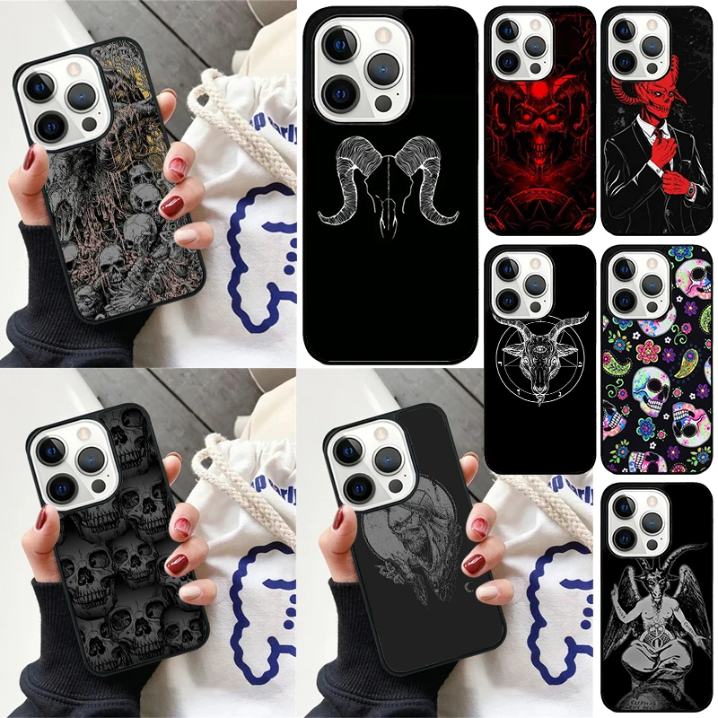 Satanic scary skull Cover For iPhone 16 13 14 15 Pro Max 12 Mini 11 15 Pro Max 6 7 8 Plus Max SE 2020 Phone Case